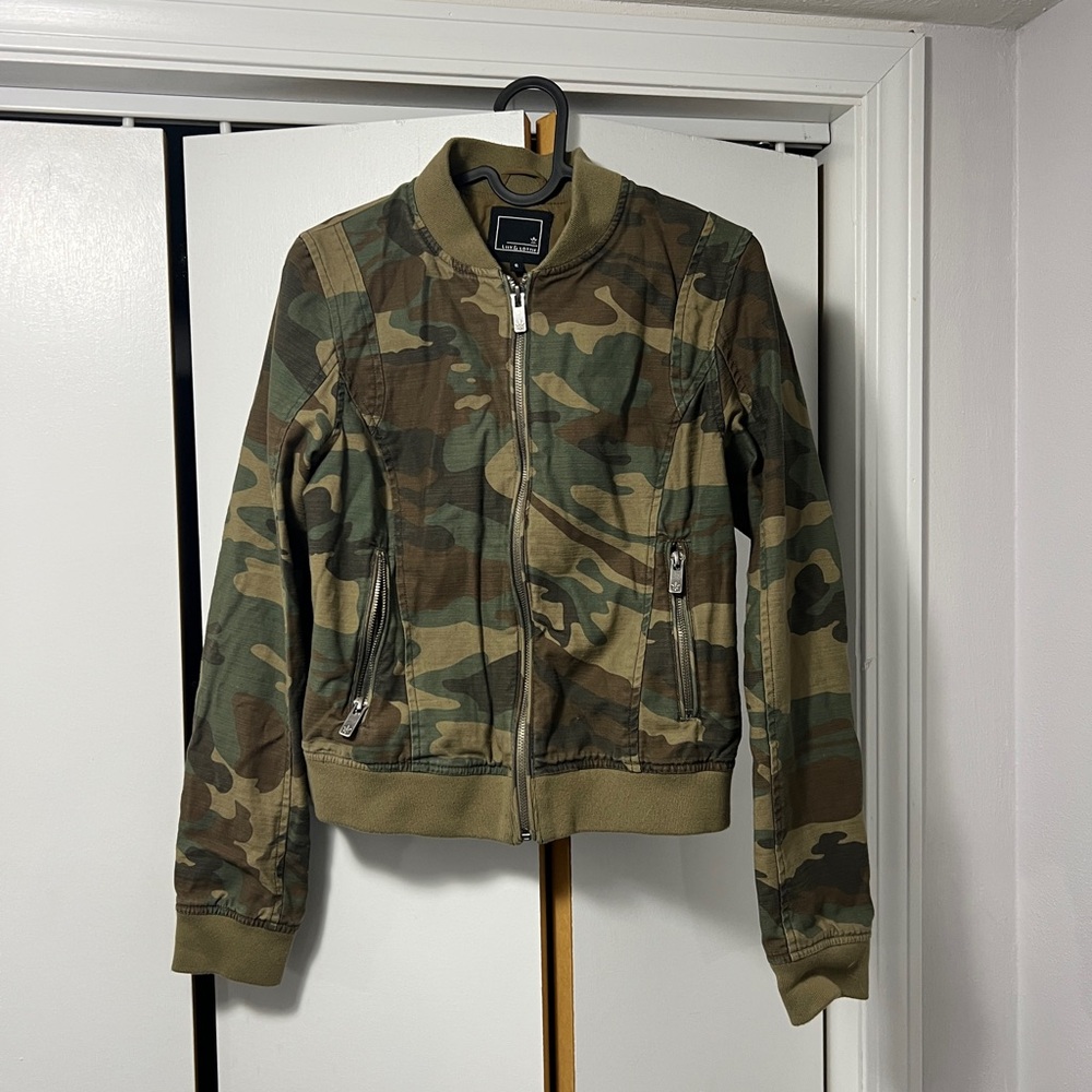 Green and Brown Bomber Jacket with Ribbed Details